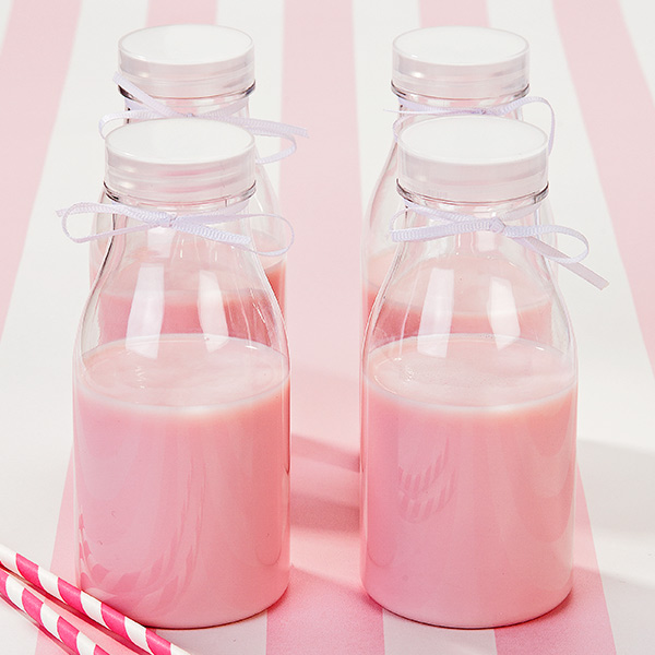 Mini Plastic Milk Bottles with Lids 11.25oz / 320ml | Milkshake Bottles